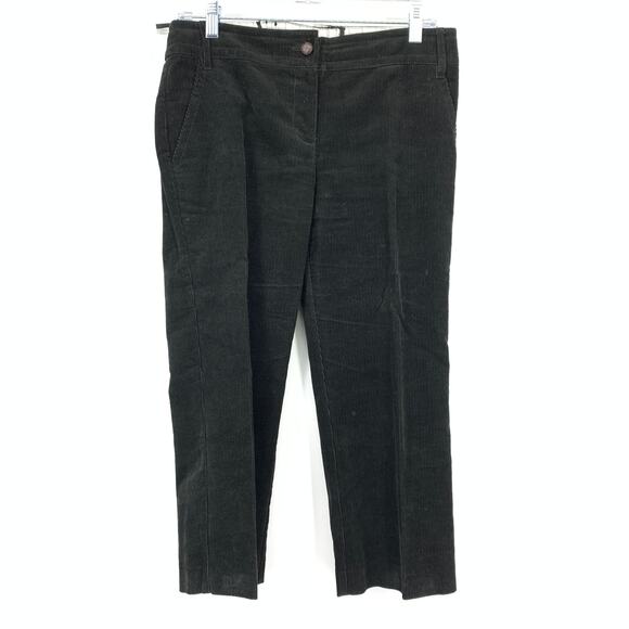 MNG Mango Cropped Corduroy Pants Womens Size 6 Black Straight Leg - Picture 1 of 6